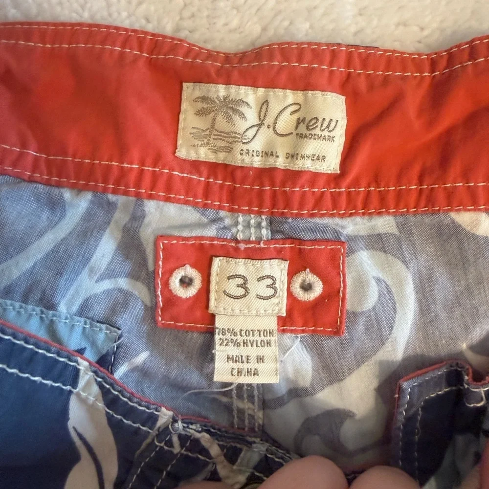J. Crew Navy and Cream Floral Board Shorts
